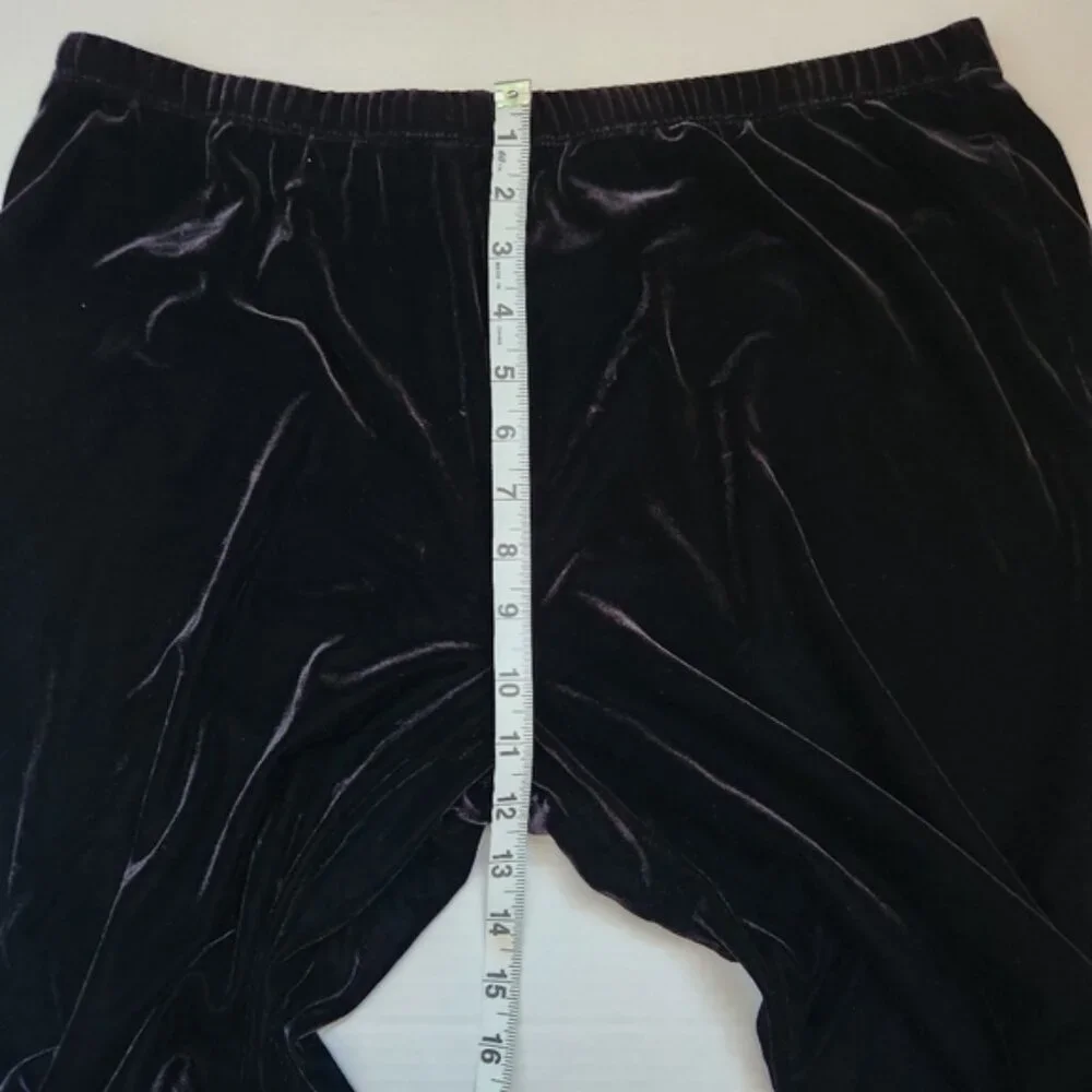 Chico's SZ 3/16S Black Velvet Stretch Knit Wide Leg Elastic Waist Pull On Pants - Picture 9 of 11
